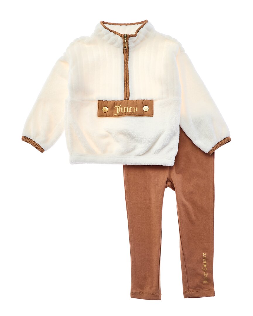 Juicy Couture girls 2pc Sherpa Pullover \u0026 Legging Set, 5